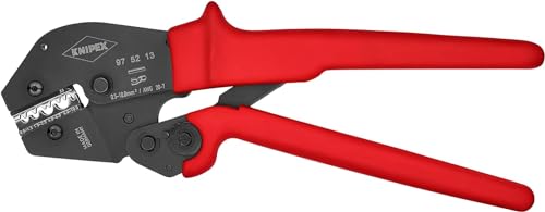 Knipex Crimpzange auch für Zweihandbedienung brüniert, mit rutschhemmenden Kunststoff-Hüllen 250 mm 97 52 13 von Knipex