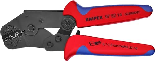 Knipex Crimpzange kurze Bauform brüniert, mit Mehrkomponenten-Hüllen 195 mm 97 52 14 von Knipex