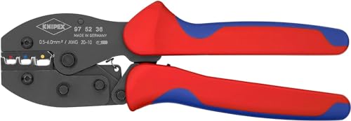 Knipex PreciForce® Crimpzange brüniert, mit Mehrkomponenten-Hüllen 220 mm 97 52 36 von Knipex