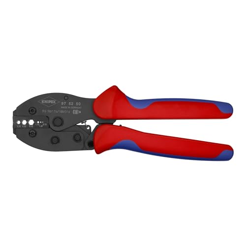 KNIPEX PreciForce Crimpzange mit Mehrkomponenten-Hüllen brüniert 220 mm, 97 52 50 von KNIPEX