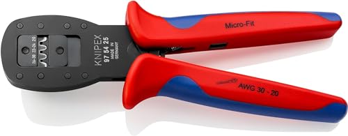 Knipex Crimpzange für Miniaturstecker Parallelcrimp für Stecker der Serie Mini-Fit™ von Molex LLC brüniert, mit Mehrkomponenten-Hüllen 190 mm 97 54 25 von Knipex