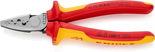 Knipex Crimpzange für Aderendhülsen isoliert mit Mehrkomponenten-Hüllen, VDE-geprüft 180 mm 97 78 180 von Knipex