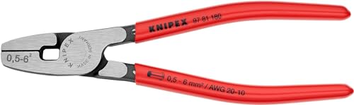 KNIPEX Crimpzange für Aderendhülsen mit Fronteinführung mit Kunststoff überzogen 180 mm, 97 81 180 von KNIPEX