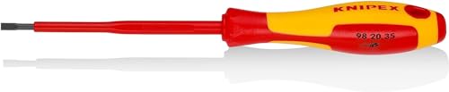 Knipex Schraubendreher für Schlitzschrauben brüniert, isolierender Mehrkomponenten-Griff, VDE-geprüft 202 mm 98 20 35 von Knipex