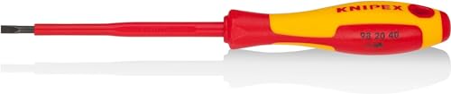 Knipex Schraubendreher für Schlitzschrauben brüniert, isolierender Mehrkomponenten-Griff, VDE-geprüft 202 mm 98 20 40 von Knipex