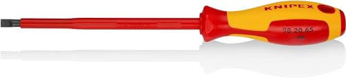 KNIPEX Schraubendreher für Schlitzschrauben isolierender Mehrkomponenten-Griff, VDE-geprüft brüniert 262 mm, 98 20 65 von KNIPEX