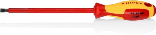 Knipex Schraubendreher für Schlitzschrauben brüniert, isolierender Mehrkomponenten-Griff, VDE-geprüft 295 mm 98 20 80 von Knipex