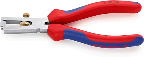 Knipex Abisolierzange mit Öffnungsfeder, universal verchromt, mit Mehrkomponenten-Hüllen 160 mm (SB-Karte/Blister) 11 05 160 SB von Knipex