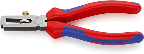 KNIPEX Abisolierzange mit Öffnungsfeder, universal mit Mehrkomponenten-Hüllen schwarz atramentiert 160 mm, 11 02 160 von Knipex