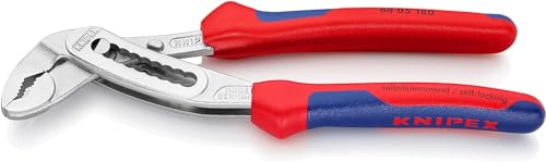 KNIPEX Alligator, Wasserpumpenzange | Rohrzange, Chrom-Vanadium mit 2K-Griffen, Rostschutz verchromt, 180 mm, 88 05 180 von Knipex