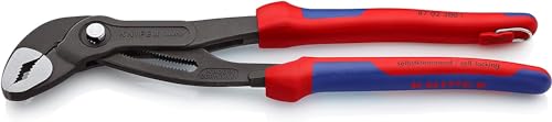 KNIPEX Cobra, Wasserpumpenzange | Rohrzange mit 2K-Griffen und Befestigungsöse, groß, Chrom-Vanadium, atramentiert, 300 mm (SB-Karte/Blister), 87 02 300 T BK von Knipex