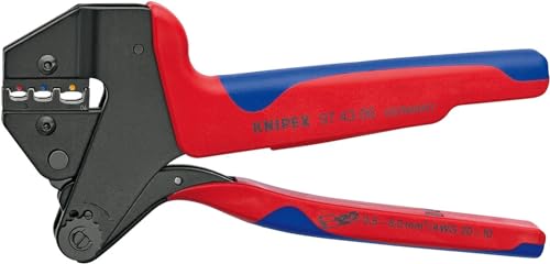 Knipex Crimp-Systemzange für auswechselbare Crimpeinsätze brüniert, mit Mehrkomponenten-Hüllen 200 mm 97 43 06 von Knipex