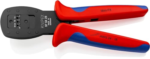 Knipex Crimpzange für Miniaturstecker Parallelcrimp Zum Vercrimpen von Steckern der Serie Mini-Fit® von Molex LLC brüniert, mit Mehrkomponenten-Hüllen 190 mm 97 54 26 von Knipex