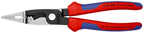 KNIPEX Elektro-Installationszange auf SB-Karte mit Mehrkomponenten-Hüllen schwarz atramentiert 200 mm, 13 82 200 SB von KNIPEX