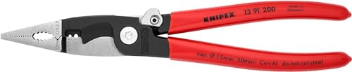 Knipex Elektro-Installationszange schwarz atramentiert, mit Kunststoff überzogen 200 mm (SB-Karte/Blister) 13 91 200 SB von Knipex