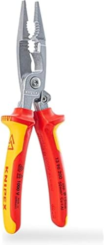 KNIPEX Elektro-Installationszange, VDE, Öffnungsfeder, Kabelschneiden, Abisolieren, Crimpen von Aderendhülsen, Greifen, Biegen, Multitool, 13 96 200 von Knipex