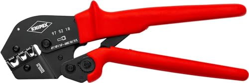 KNIPEX Crimpzange auch für Zweihandbedienung mit rutschhemmendem Kunststoff überzogen brüniert 250 mm, 97 52 18 von KNIPEX