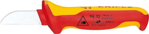 Knipex Kabelmesser isolierender Mehrkomponenten-Griff, VDE-geprüft 190 mm (SB-Karte/Blister) 98 52 SB von Knipex