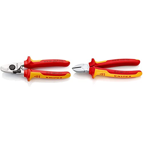 KNIPEX Kabelschere mit Öffnungsfeder 1000V-isoliert (165 mm) 95 26 165 & Seitenschneider 1000V-isoliert (180 mm) 70 06 180 von Knipex