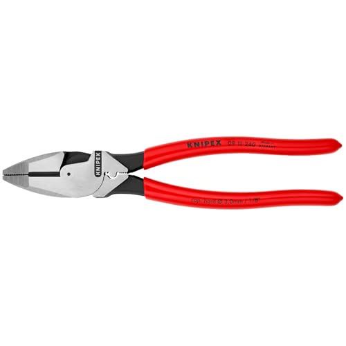 KNIPEX Kraft-Kombizange Lineman's Pliers amerikanisches Modell auf SB-Karte mit rutschhemmendem Kunststoff überzogen schwarz, 09 11 240 SB von KNIPEX