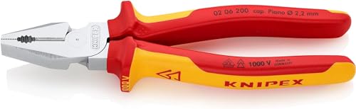 KNIPEX Kraft-Kombizange isoliert mit Mehrkomponenten-Hüllen, VDE-geprüft verchromt 200 mm, 02 06 200 von KNIPEX
