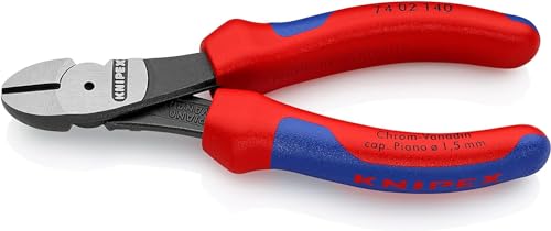 Knipex Kraft-Seitenschneider schwarz atramentiert, mit Mehrkomponenten-Hüllen 140 mm (SB-Karte/Blister) 74 02 140 SB von Knipex