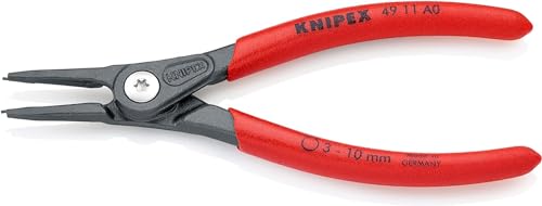 KNIPEX Präzisions-Sicherungsringzange für Außenringe auf Wellen auf SB-Karte mit rutschhemmendem Kunststoff überzogen grau atramentiert, 49 11 A0 SB von KNIPEX