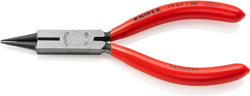 Knipex Rundzange mit Schneide (Schmuckbiegezange) schwarz atramentiert, mit Kunststoff überzogen 130 mm 19 01 130 von Knipex