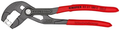 KNIPEX Schlauchschellenzange für Click-Schellen, Chrom-Vanadium, atramentiert, 180 mm (SB-Karte/Blister), 85 51 180 C SB von Knipex