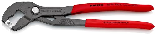 KNIPEX Schlauchschellenzange für Click-Schellen auf SB-Karte mit rutschhemmendem Kunststoff überzogen grau atramentiert 250 mm, 85 51 250 C SB von KNIPEX