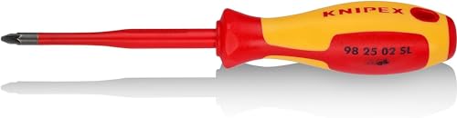 Knipex Schraubendreher (Slim) für Kreuzschlitzschrauben Pozidriv® brüniert, isolierender Mehrkomponenten-Griff, VDE-geprüft 212 mm 98 25 02 SL von Knipex