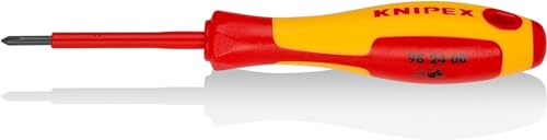 Knipex Schraubendreher für Kreuzschlitzschrauben Phillips® brüniert, isolierender Mehrkomponenten-Griff, VDE-geprüft 162 mm 98 24 00 von Knipex