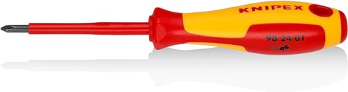 Knipex Schraubendreher für Kreuzschlitzschrauben Phillips® brüniert, isolierender Mehrkomponenten-Griff, VDE-geprüft 187 mm 98 24 01 von Knipex