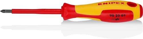 Knipex Schraubendreher für Kreuzschlitzschrauben Pozidriv® brüniert, isolierender Mehrkomponenten-Griff, VDE-geprüft 187 mm 98 25 01 von Knipex