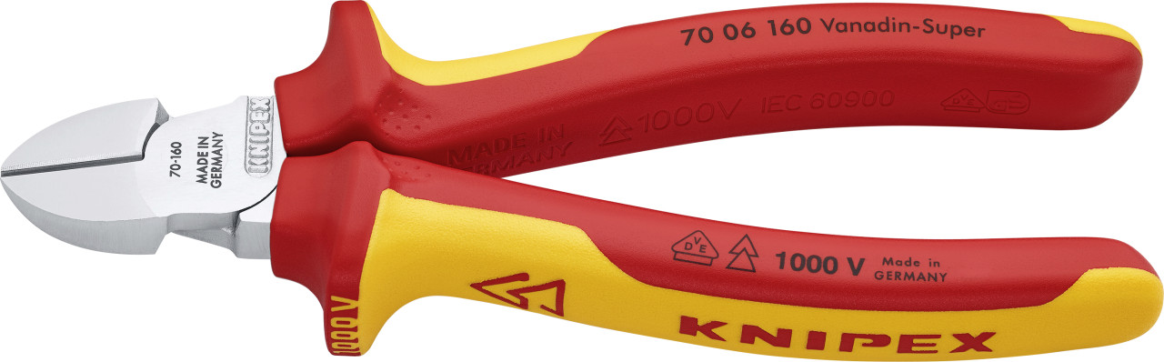 Knipex Seitenschneider 160 mm VDE verchromt Mehrkomponenten Hülle von Knipex