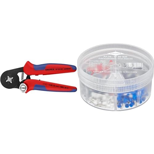 KNIPEX Selbsteinstellende Crimpzange für Aderendhülsen (180 mm) 97 53 04 & Sortimentsboxen 97 99 906 von Knipex