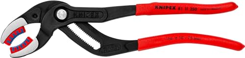 KNIPEX SpeedGrip, Siphonzange | Connectorenzange, mit wechselbaren Kunststoff-Schonbacken, atramentiert, 250 mm, 81 11 250 von Knipex