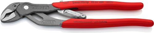 KNIPEX SmartGrip Wasserpumpenzange mit automatischer Einstellung auf SB-Karte mit rutschhemmendem Kunststoff überzogen grau, 85 01 250 SB von KNIPEX