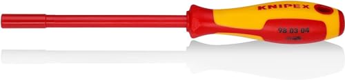KNIPEX Steckschlüssel mit Schraubendreher-Griff isoliert mit Mehrkomponenten-Hüllen, VDE-geprüft brüniert 232 mm, 98 03 04 von KNIPEX