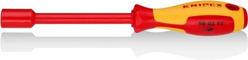 KNIPEX 98 03 11 Steckschlüssel mit Schraubendreher-Griff isolierender Mehrkomponenten-Griff, VDE-geprüft brüniert 237 mm von Knipex