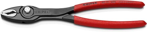 KNIPEX TwinGrip, Frontgreifzange mit rutschhemmendem Griffen, atramentiert, 200 mm (SB-Karte/Blister), 82 01 200 SB von Knipex