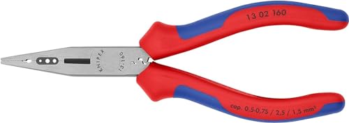 Knipex Verdrahtungszange schwarz atramentiert, mit Mehrkomponenten-Hüllen 160 mm (SB-Karte/Blister) 13 02 160 SB von Knipex