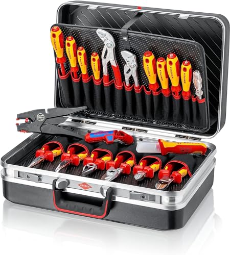 KNIPEX Werkzeugkoffer "Vision24" Elektro, 20-teilig, 21 Steckmöglichkeiten, 24 l Volumen, 480 x 380 x 180 mm, Werkzeugset, Toolbox, 00 21 20 von Knipex