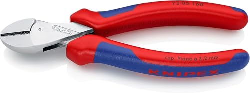 Knipex X-Cut® Kompakt-Seitenschneider hochübersetzt verchromt, mit Mehrkomponenten-Hüllen 160 mm (SB-Karte/Blister) 73 05 160 SB von Knipex