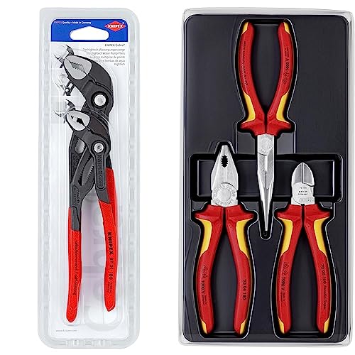 KNIPEX Zangen-Set (SB-Karte/Blister) 00 31 20 V01 + KNIPEX Elektro-Paket (SB-Karte/Blister) 00 20 12 von Knipex