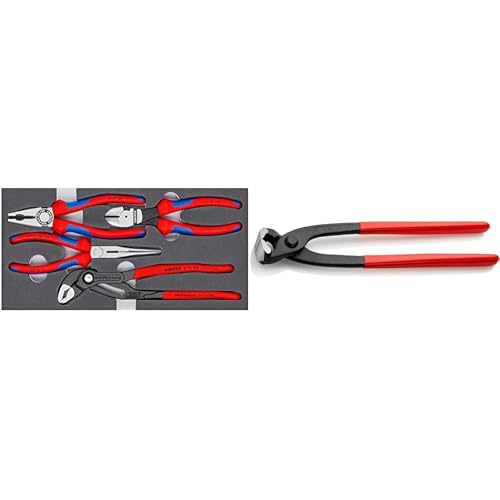 KNIPEX Zangen-Set in Schaumstoffeinlage 00 20 01 V15 & Monierzange (Rabitz- oder Flechterzange) (250 mm) 99 01 250 von Knipex