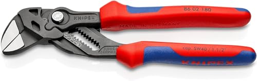 KNIPEX Zangenschlüssel, Multi-Schraubenschlüssel, Chrom-Vanadium, atramentiert, mit 2K-Griffen, 180 mm (SB-Karte/Blister), 86 02 180 SB von Knipex