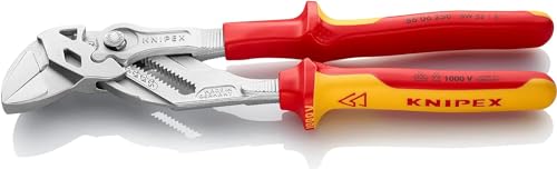 KNIPEX Zangenschlüssel, VDE-isoliert, Multi-Schraubenschlüssel, Chrom-Vanadium, Rostschutz verchromt, 250 mm (SB-Karte/Blister), 86 06 250 SB von Knipex