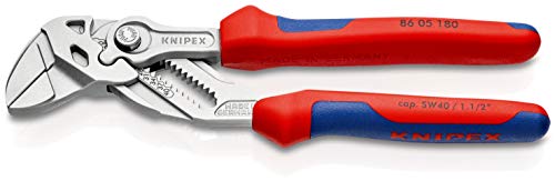 KNIPEX Zangenschlüssel, Multi-Schraubenschlüssel, Chrom-Vanadium, Rostschutz verchromt, 180 mm (SB-Karte/Blister), 86 05 180 SB von Knipex