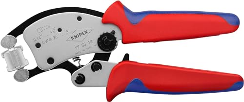 Knipex Twistor®16 Selbsteinstellende Crimpzange für Aderendhülsen mit drehbarem Crimpkopf verchromt, mit Mehrkomponenten-Hüllen 200 mm (SB-Karte/Blister) 97 53 18 SB von Knipex